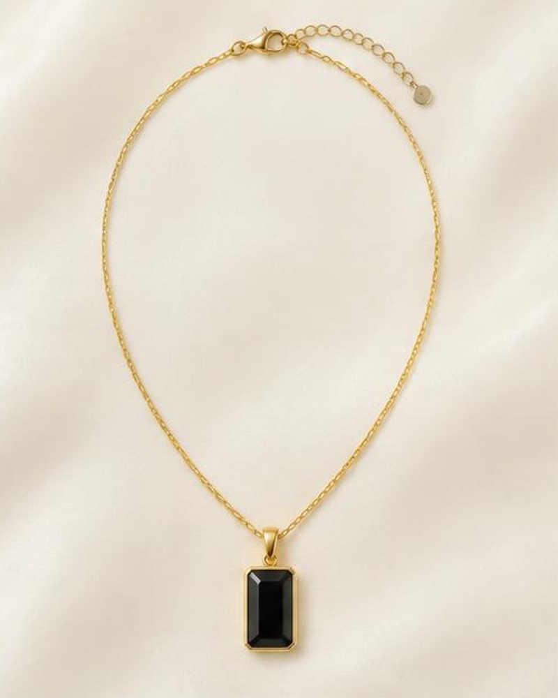 Black Rectangle Necklace