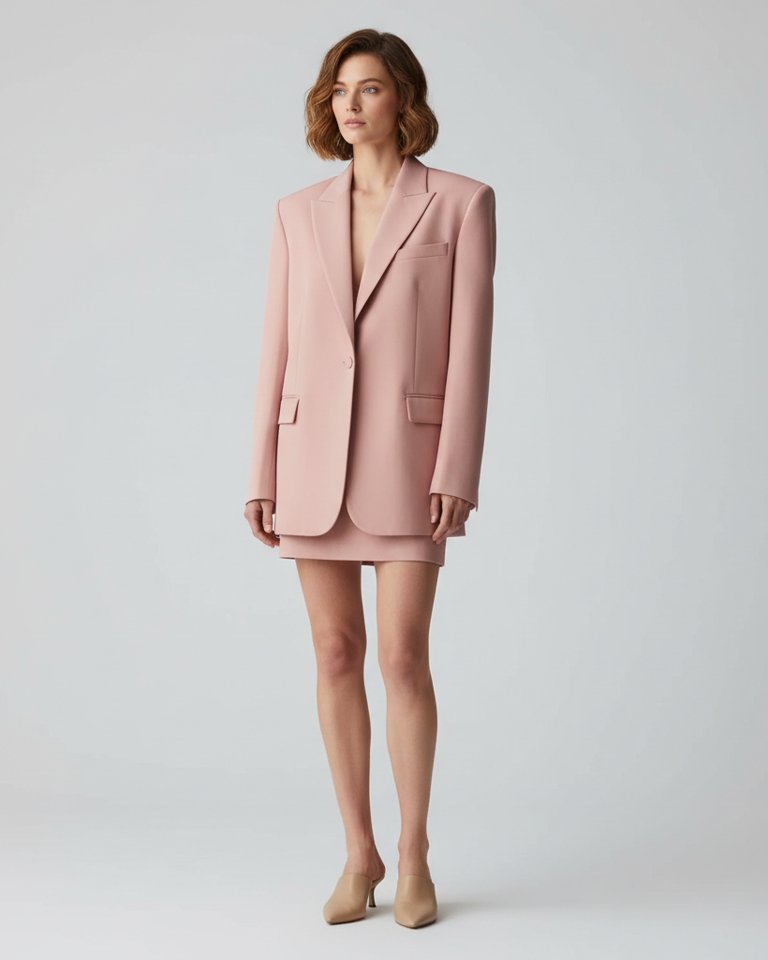 Blush Blazer & Mini Skirt Matching Set