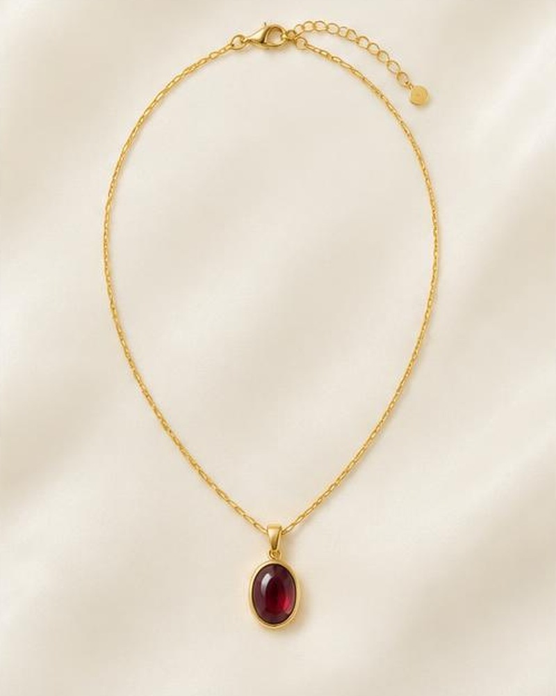 Burgundy Oval Necklace