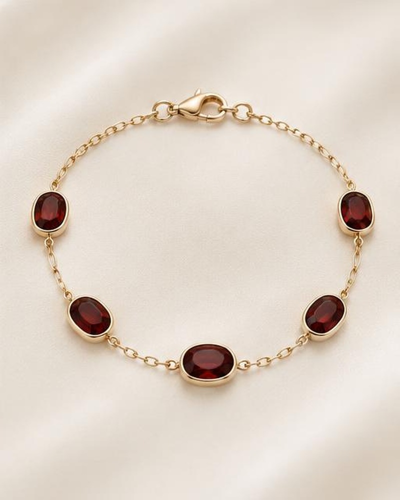 Burgundy Oval Bracelet