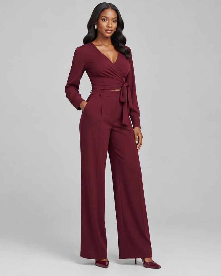 Burgundy Wrap Two-Piece