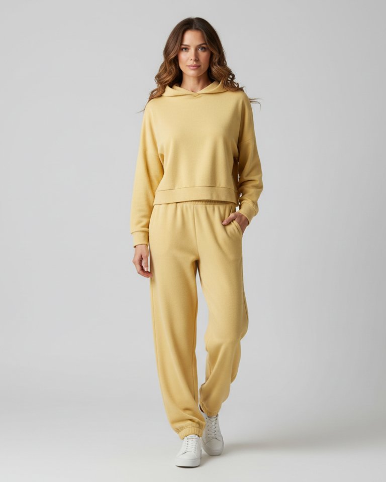 Butter Yellow Lounge Hoodie & Joggers Matching Set