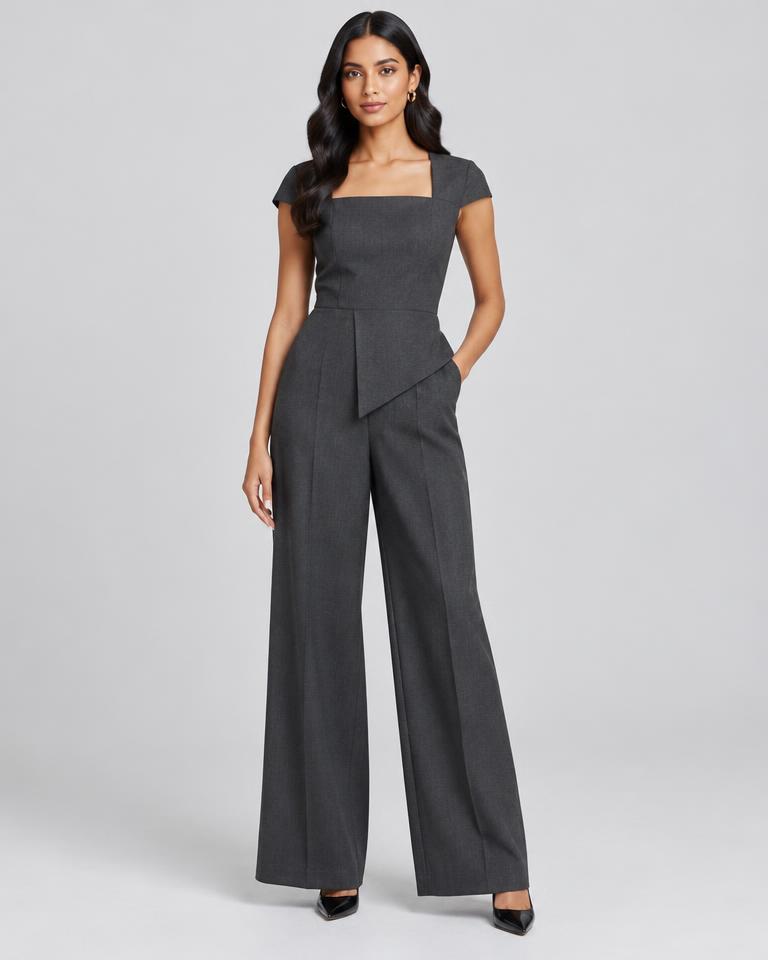 Charcoal Peplum Jumpsuit