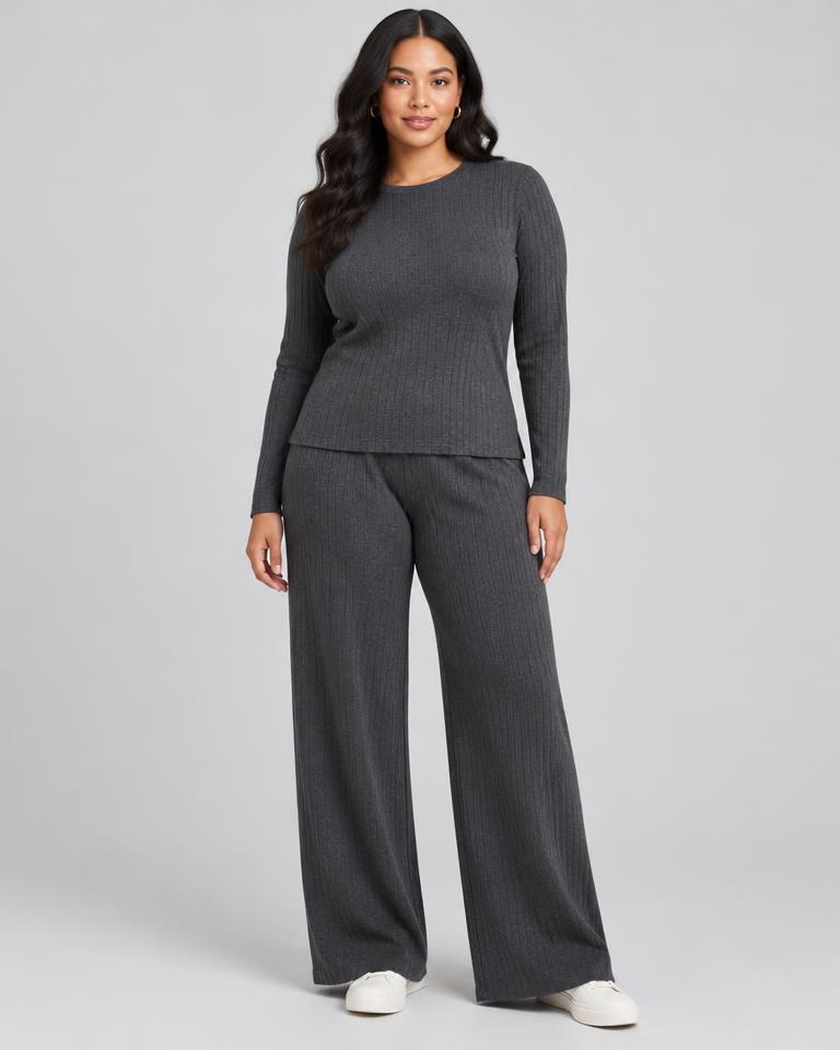 Charcoal Ribbed Two-Piece