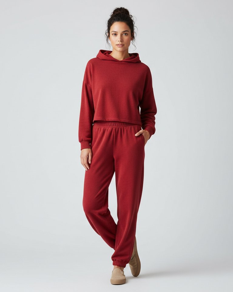 Cherry Red Lounge Hoodie & Joggers Matching Set