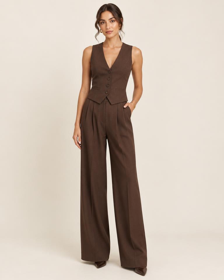 Chocolate Waistcoat Two-Piece