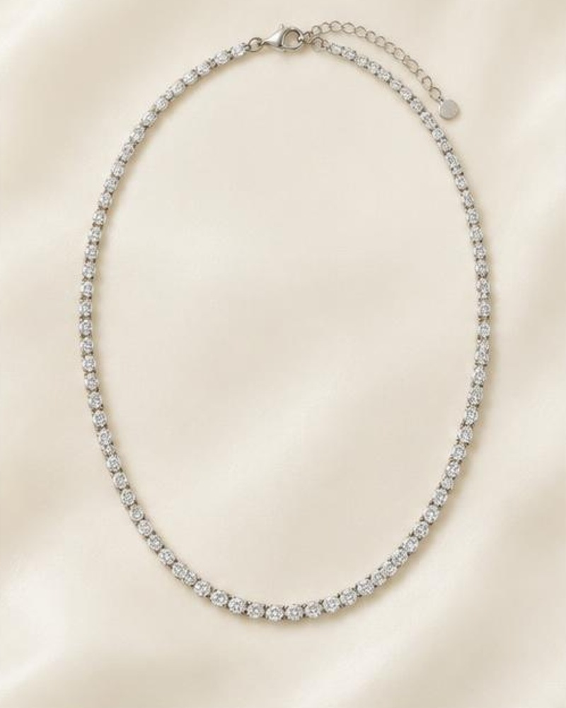 Clear Stone Line Necklace