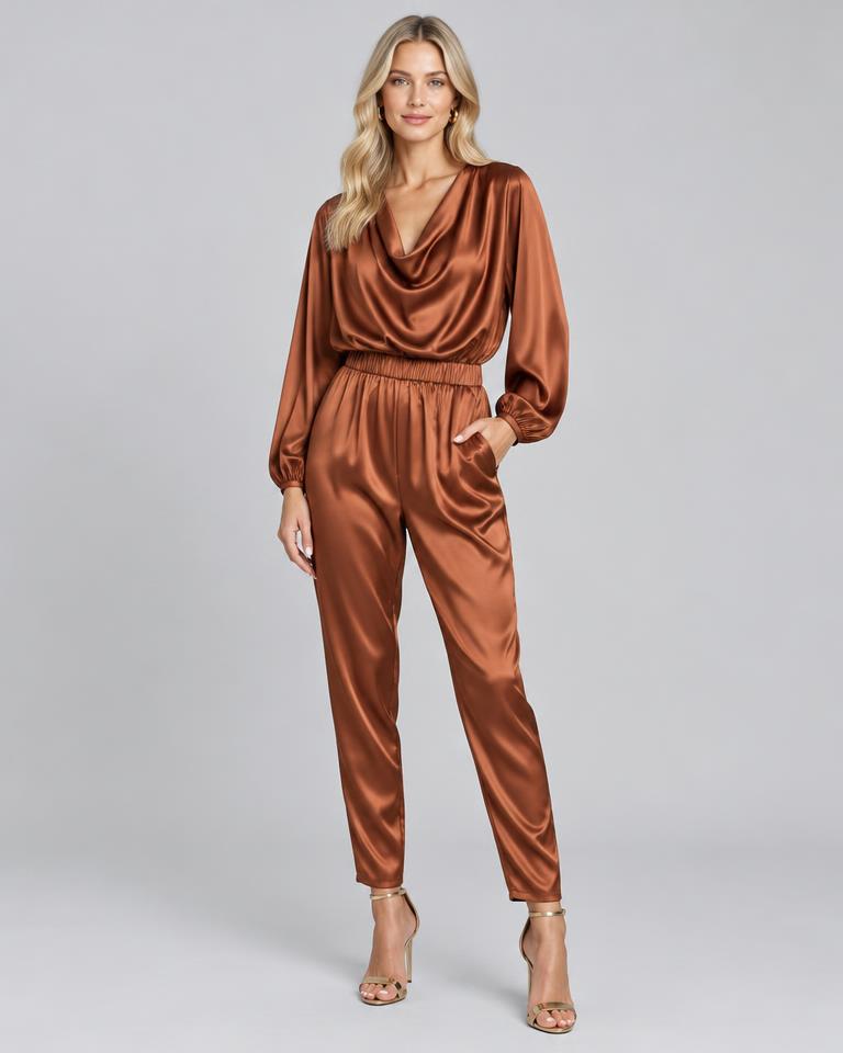 Copper Draped Jumpsuit