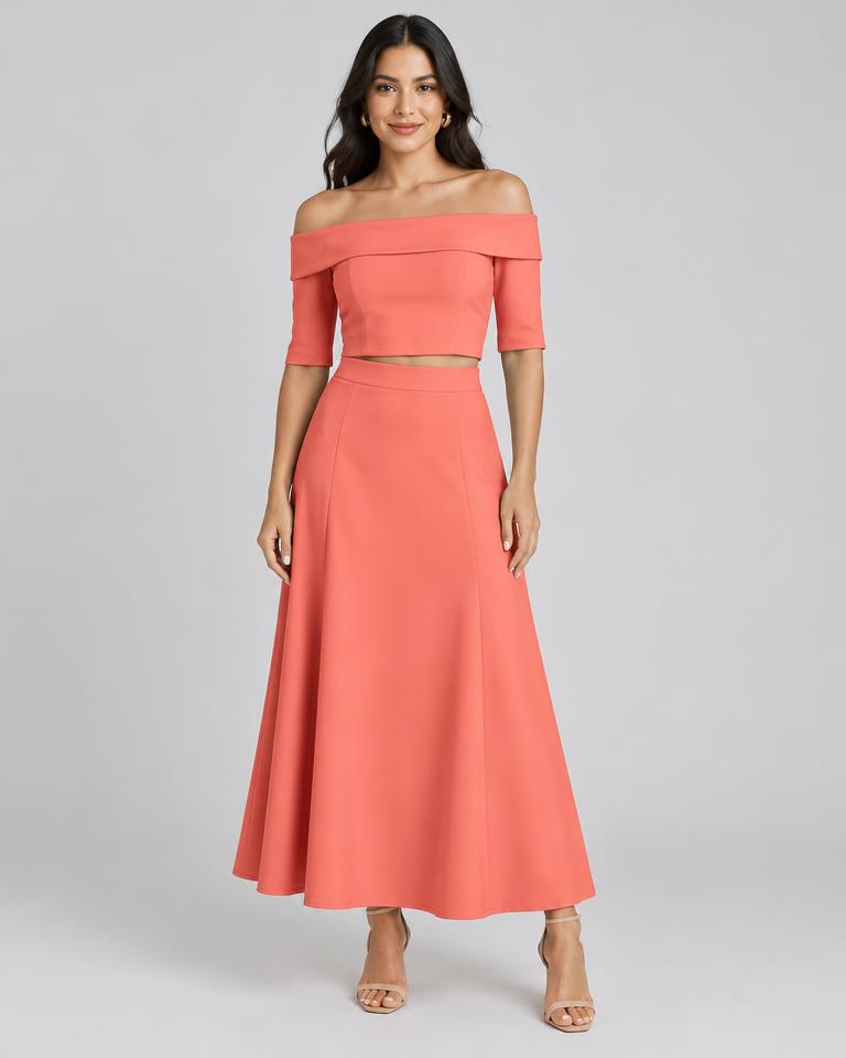 Coral Bardot Two-Piece