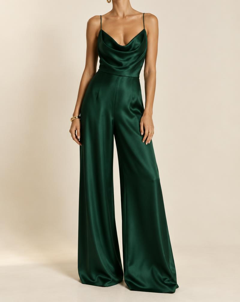 Emerald Cowl Wide-Leg Jumpsuit