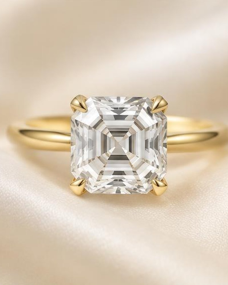 Gold Asscher-Cut Solitaire Engagement Ring