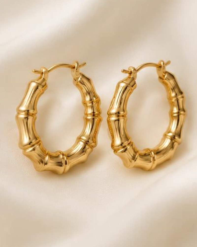 Gold Bamboo Hoops