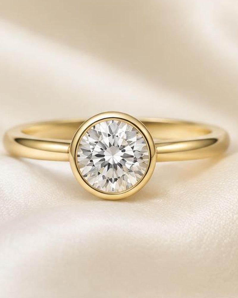 Gold Bezel Round Solitaire Engagement Ring