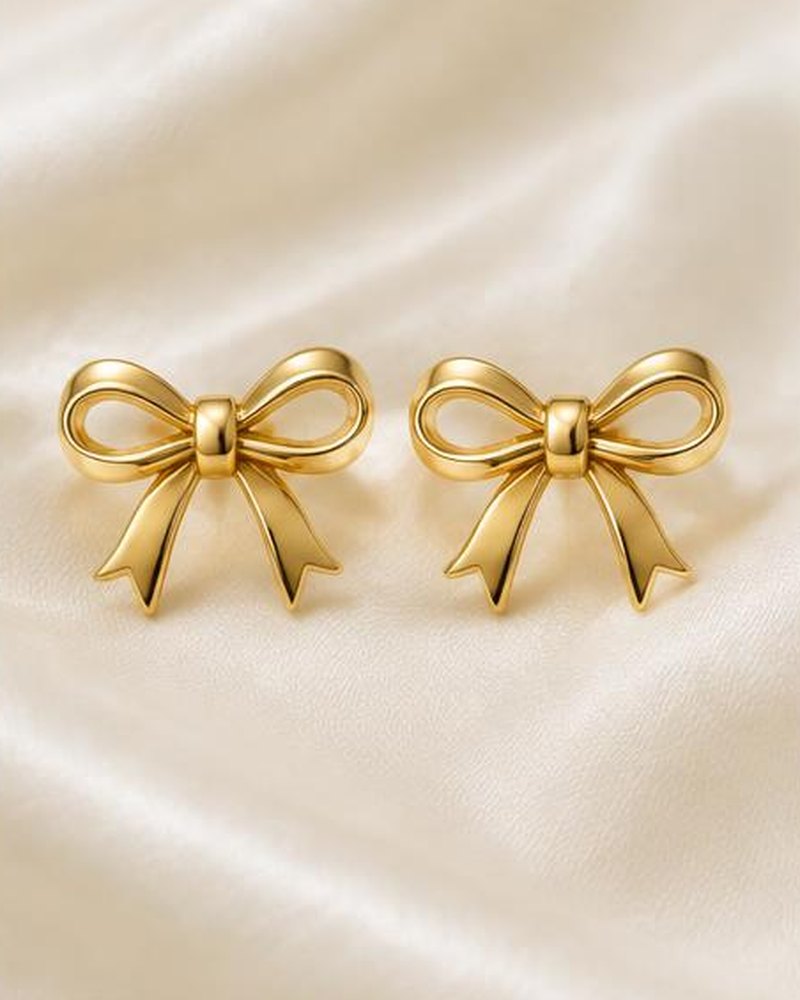 Gold Bow Studs