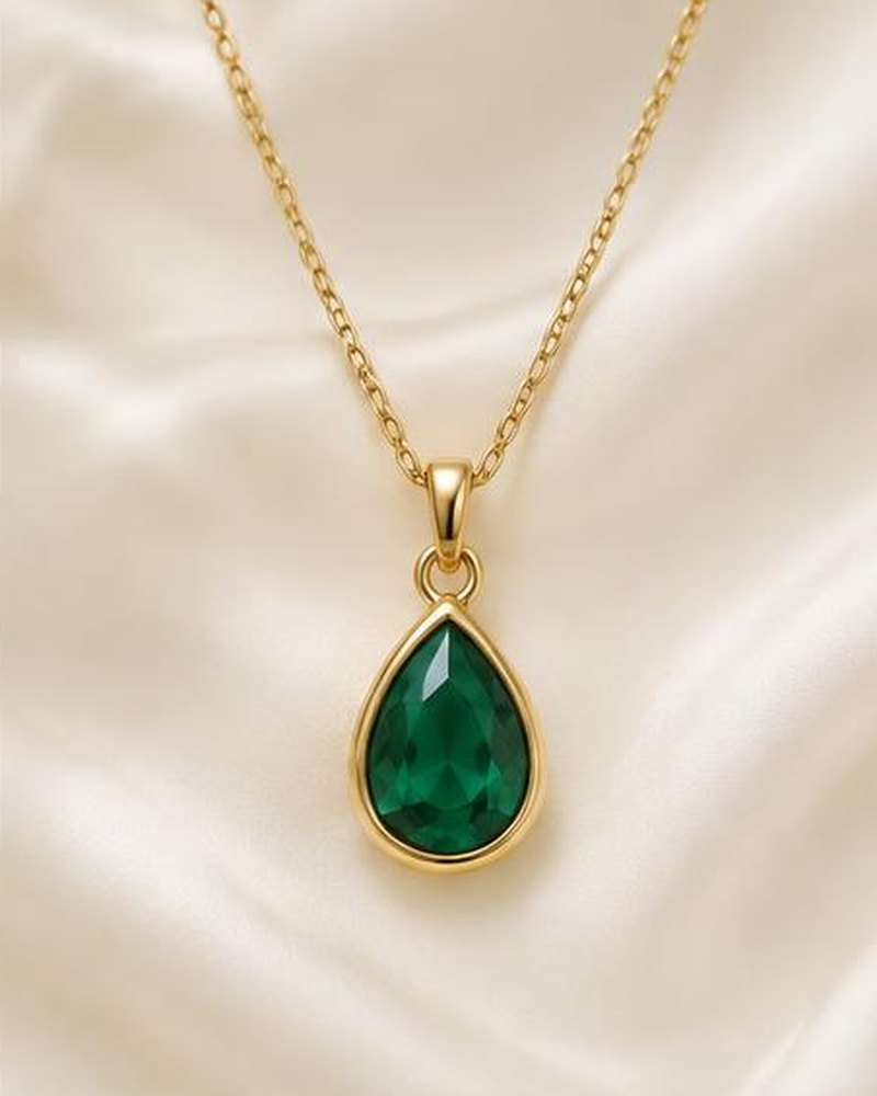 Gold Green Drop Pendant