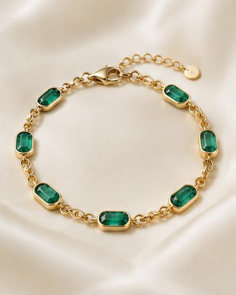 Gold Green Stone Bracelet