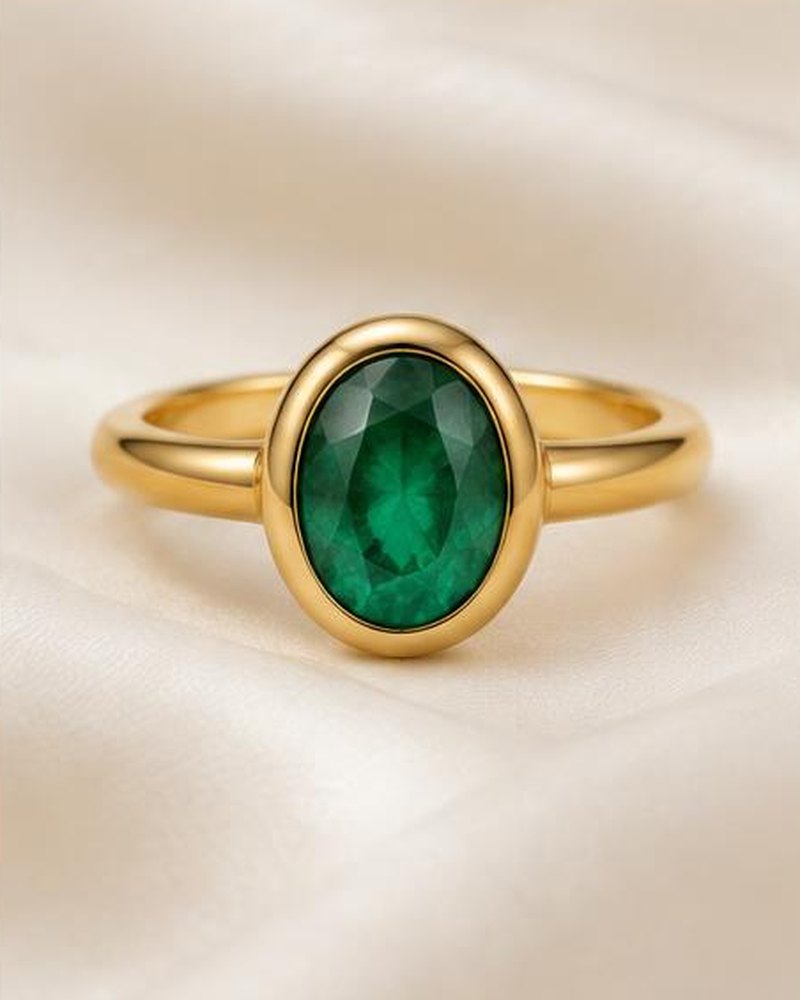 Gold Green Stone Ring
