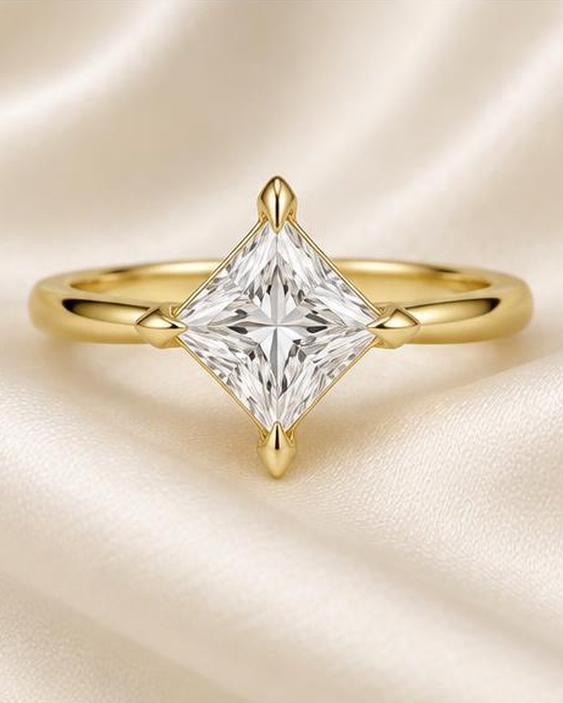 Gold Kite-Set Princess Engagement Ring