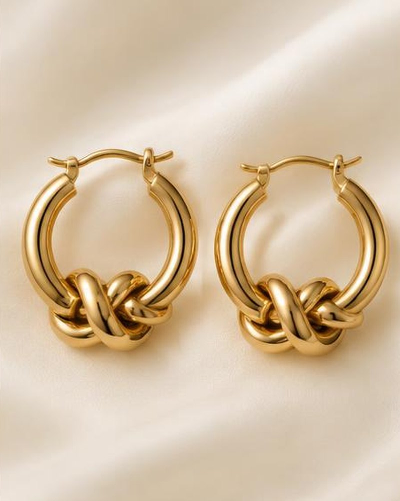 Gold Knot Hoops