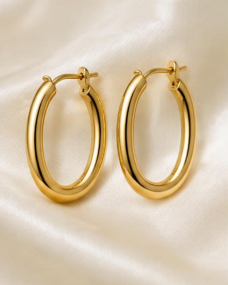 Gold Oval Hoops