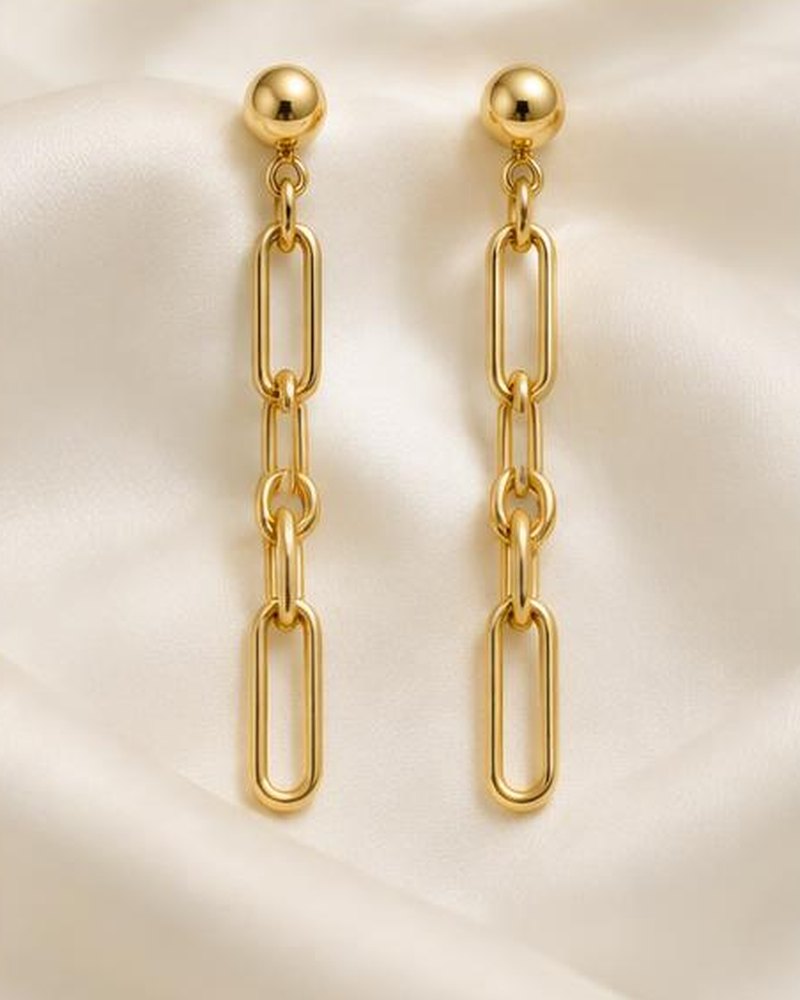 Gold Paperclip Drop Earrings