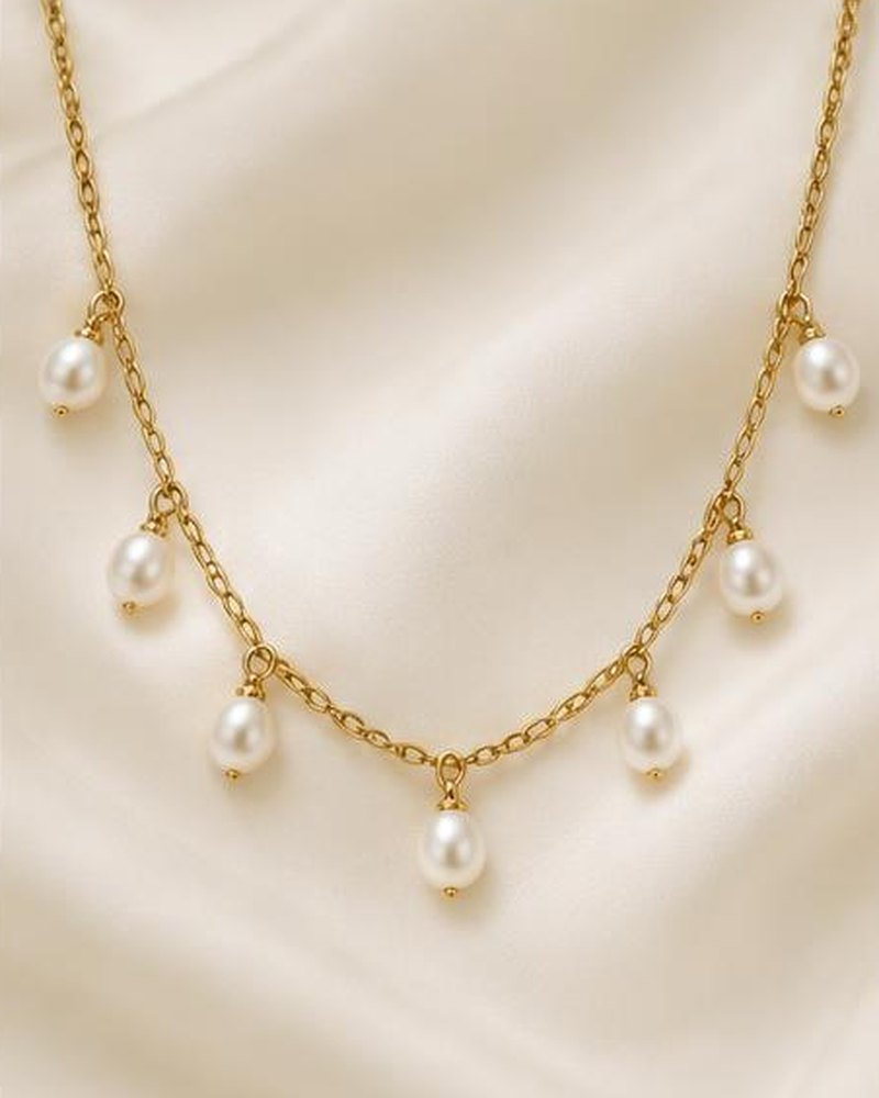 Gold Pearl-like Charm Chain
