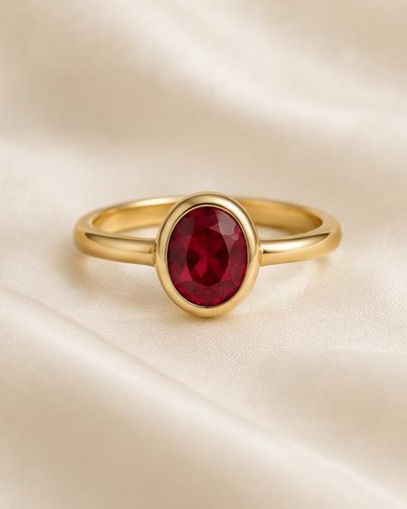 Gold Red Stone Ring