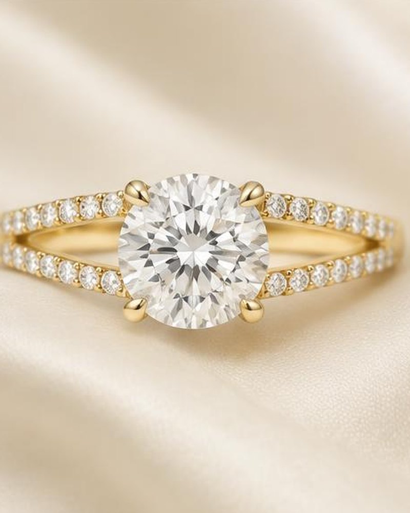 Gold Split-Shank Round Engagement Ring
