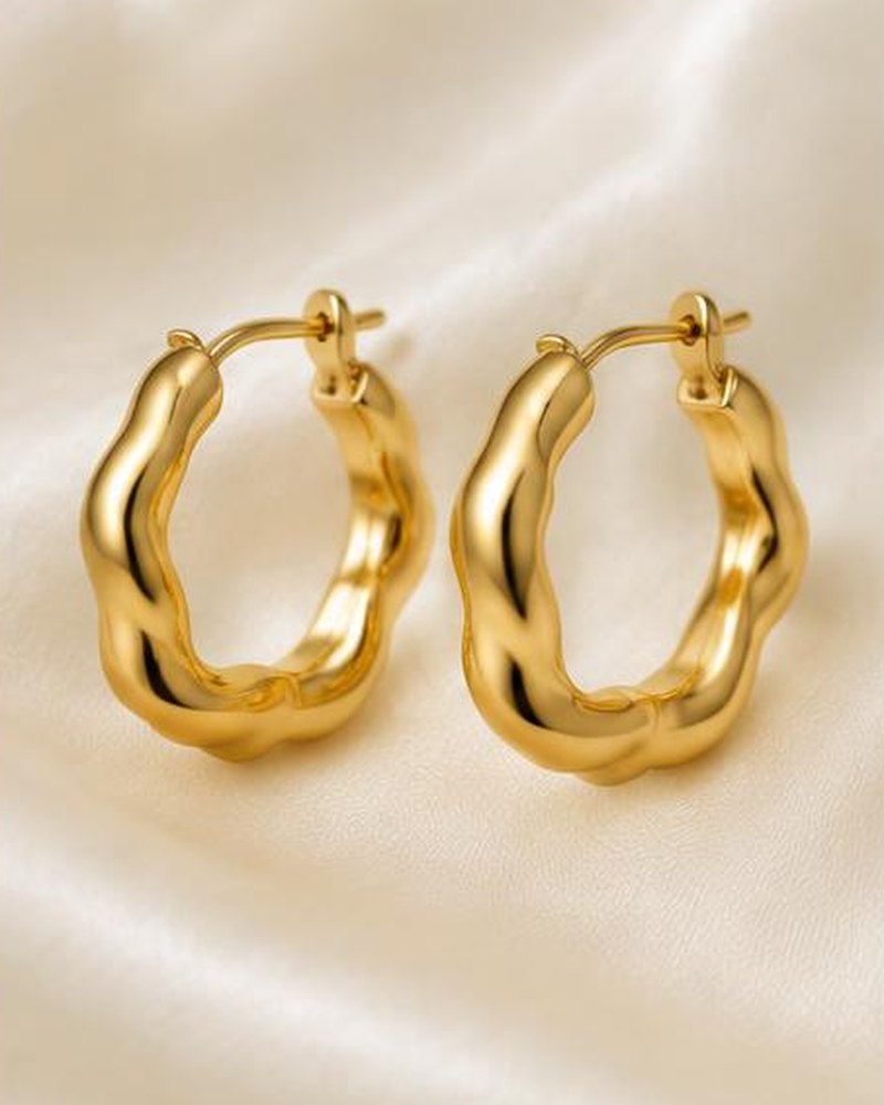 Gold Wave Hoops