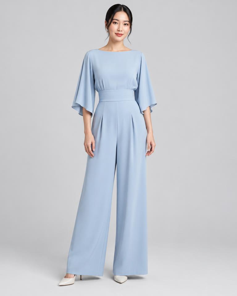 Ice Blue Kimono Jumpsuit