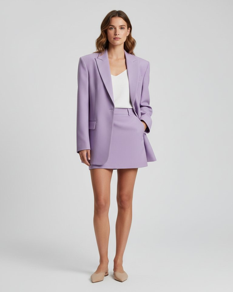 Lilac Blazer & Mini Skirt Matching Set