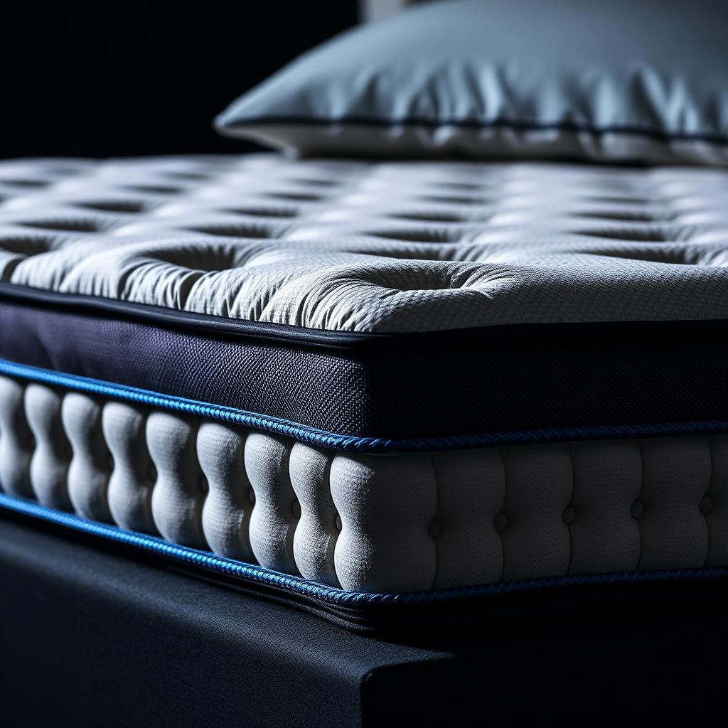 Bleu Nuit — Black ticking with electric blue piping