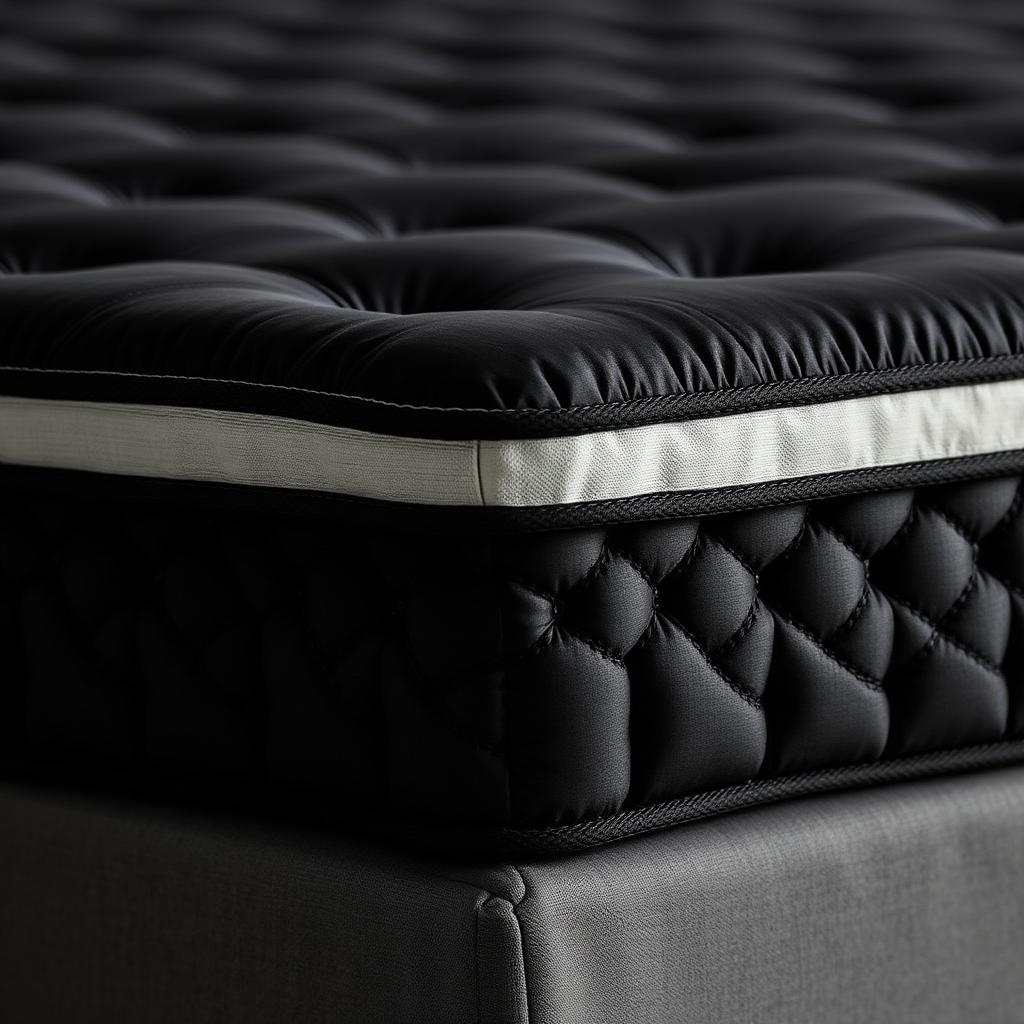 Ébène — Deep black quilted tone-on-tone ticking