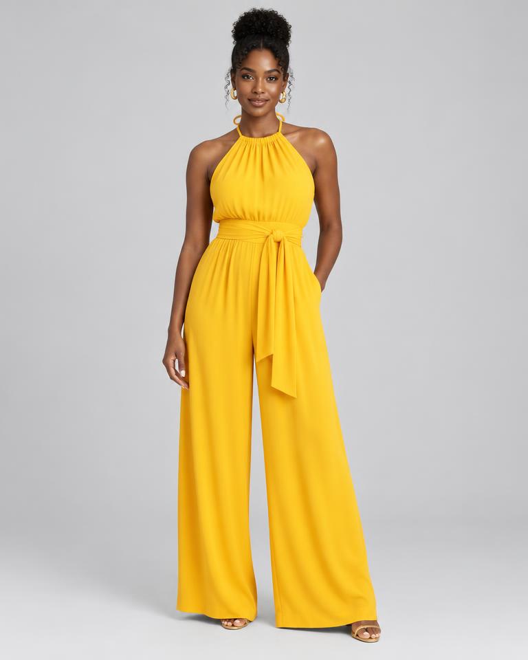 Marigold Tie-Neck Jumpsuit
