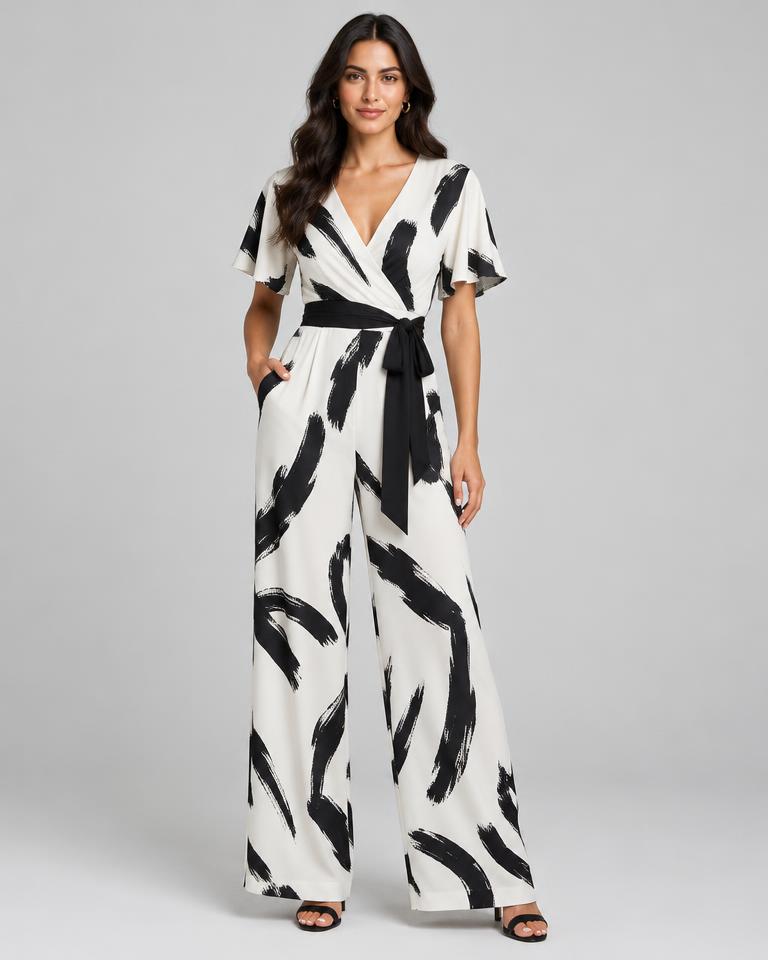 Monochrome Abstract Jumpsuit