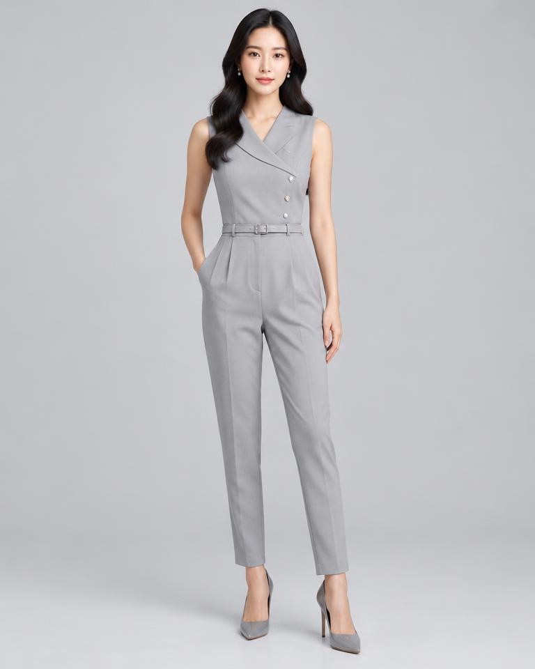 Pearl Grey Crossover Jumpsuit