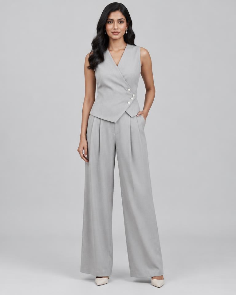 Pearl Grey Wrap Two-Piece