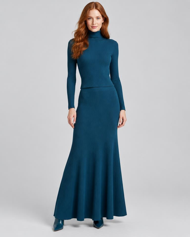 Petrol Knit-Look Two-Piece