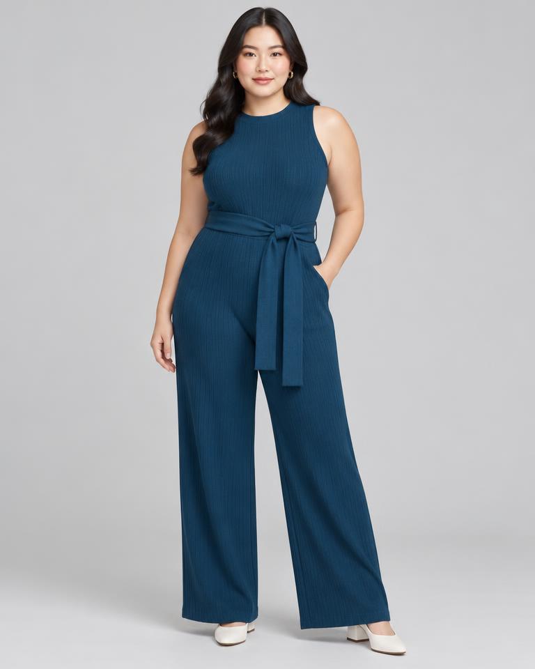 Petrol Ribbed Jumpsuit
