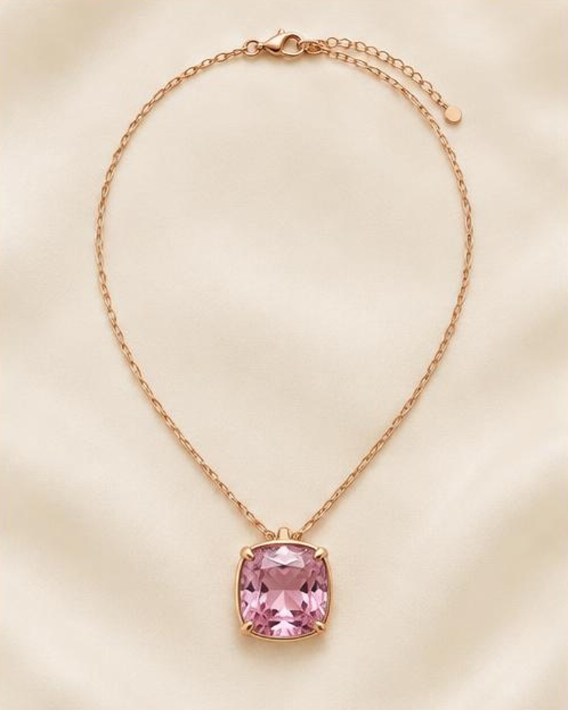 Pink Cushion Necklace