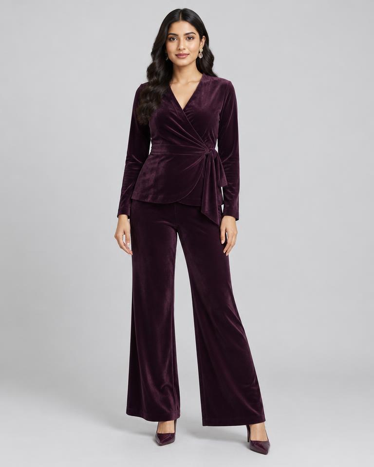 Plum Velvet-Look Two-Piece