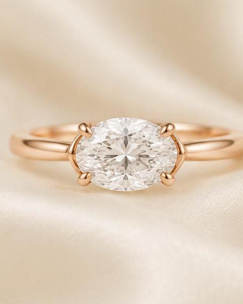 Rose Gold East-West Oval Engagement Ring