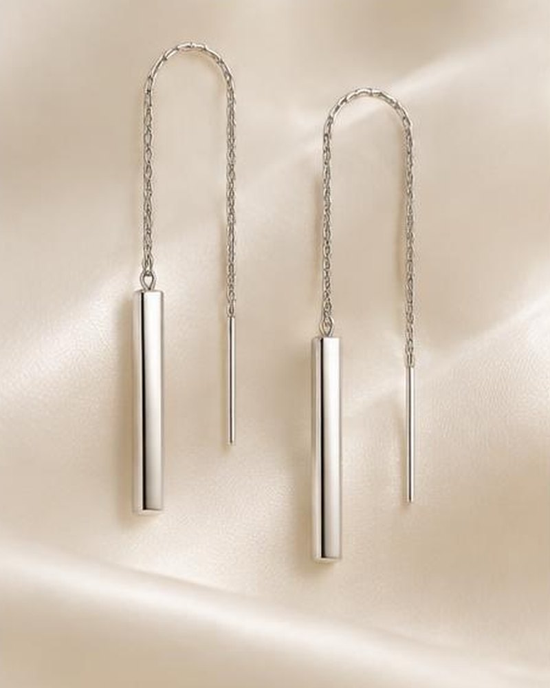 Silver Bar Threader Earrings