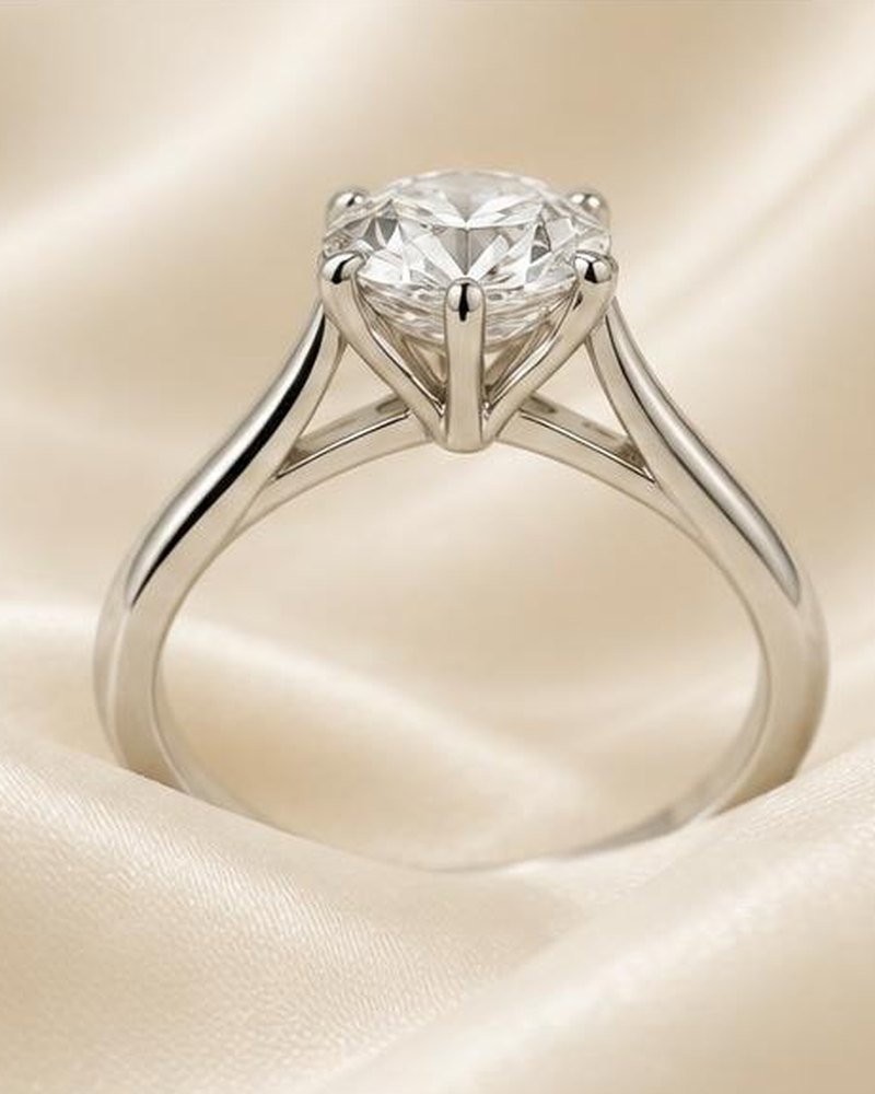 Silver Cathedral Solitaire Engagement Ring