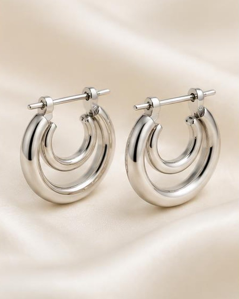 Silver Double Hoop Earrings