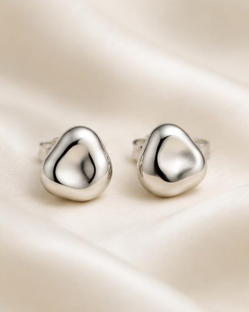 Silver Pebble Studs
