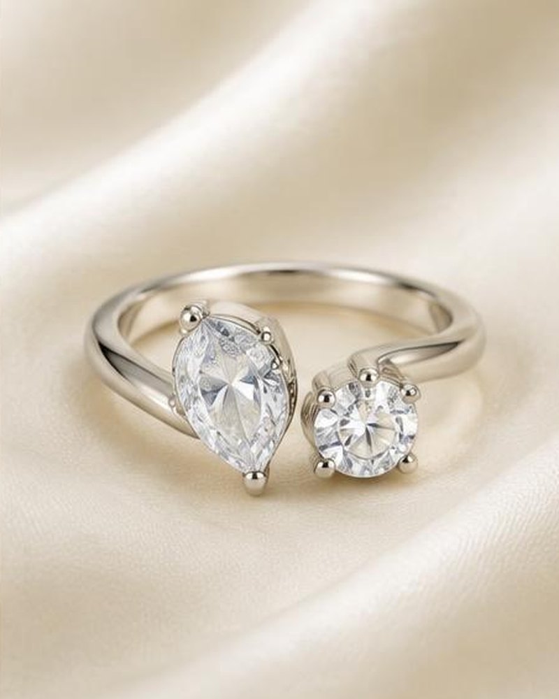 Silver Toi et Moi Ring