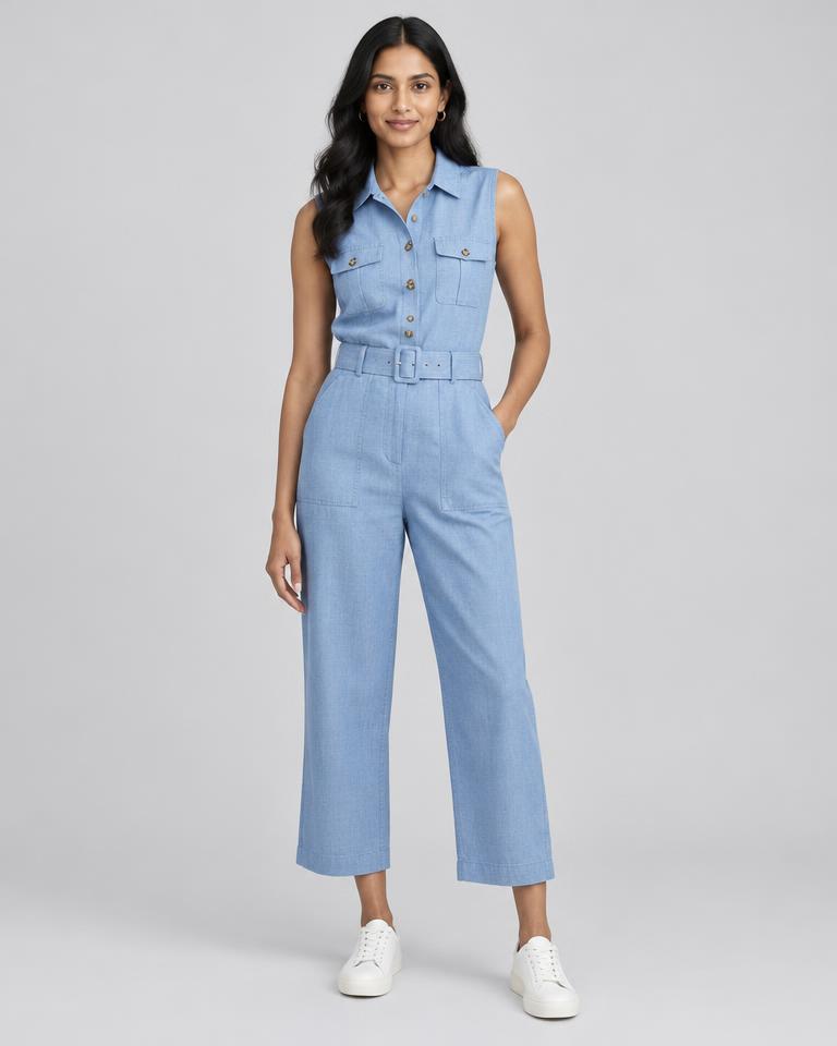 Sky Chambray-Look Jumpsuit