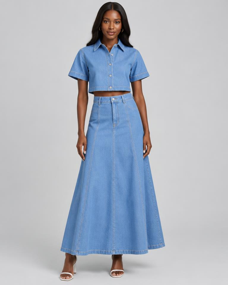 Sky Denim-Look Two-Piece